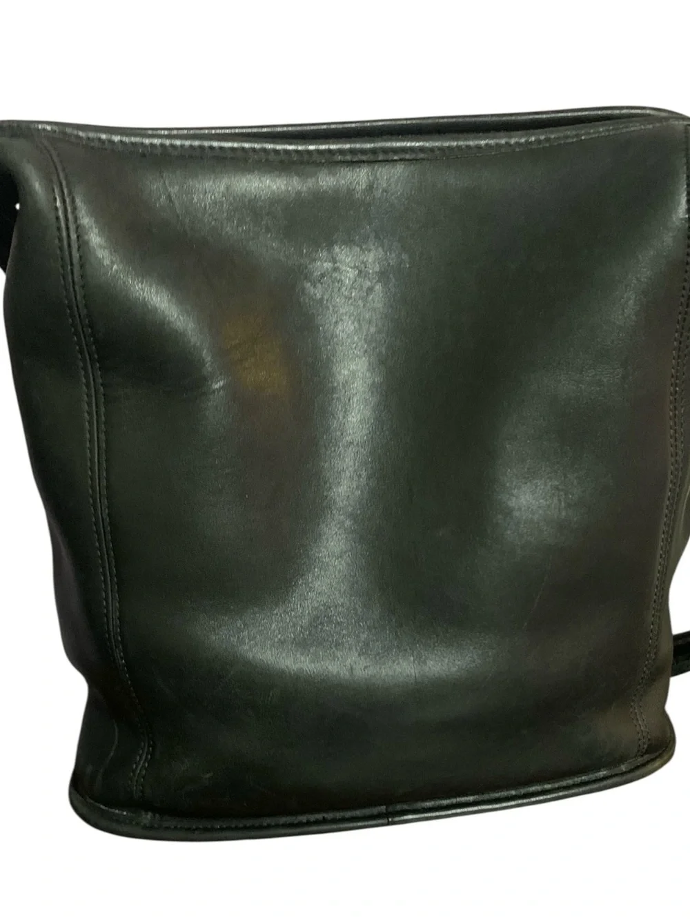 Vintage COACH Purse 9060 Black Leather Duffle Sac Shoulder Bag Hobo Bucket